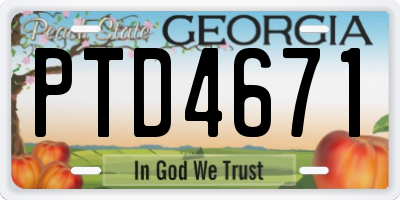 GA license plate PTD4671