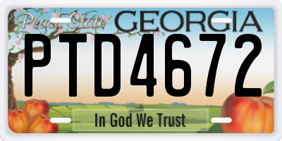 GA license plate PTD4672