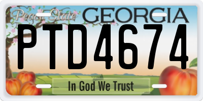 GA license plate PTD4674