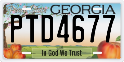 GA license plate PTD4677