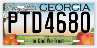 GA license plate PTD4680