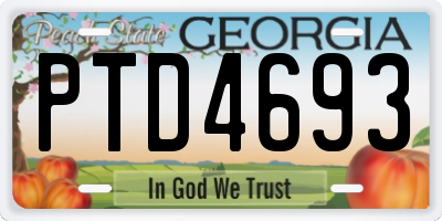 GA license plate PTD4693