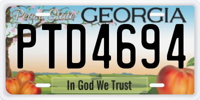 GA license plate PTD4694