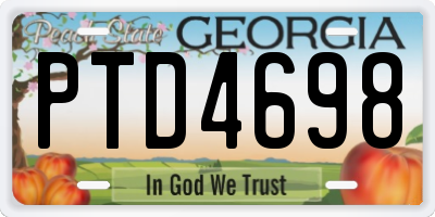 GA license plate PTD4698
