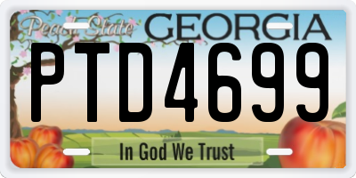 GA license plate PTD4699