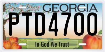 GA license plate PTD4700