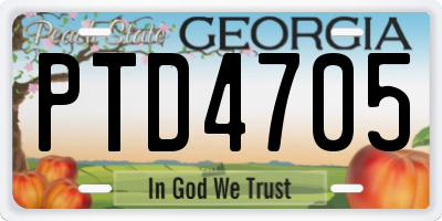 GA license plate PTD4705