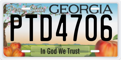 GA license plate PTD4706