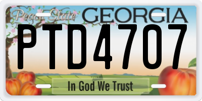 GA license plate PTD4707