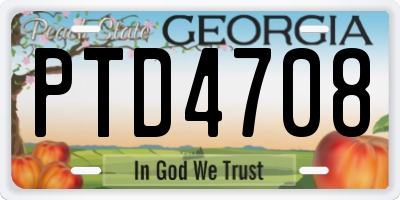 GA license plate PTD4708
