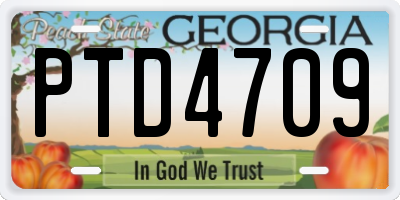 GA license plate PTD4709