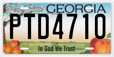 GA license plate PTD4710
