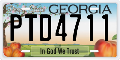 GA license plate PTD4711
