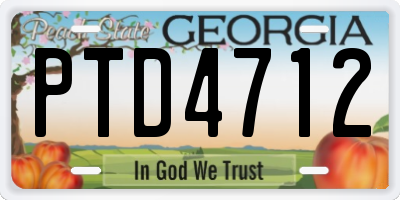 GA license plate PTD4712