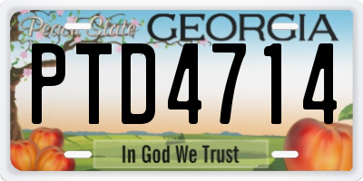 GA license plate PTD4714