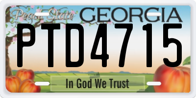 GA license plate PTD4715