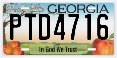 GA license plate PTD4716