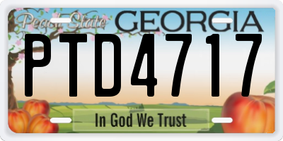 GA license plate PTD4717