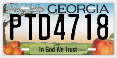 GA license plate PTD4718
