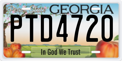GA license plate PTD4720