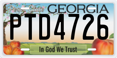 GA license plate PTD4726