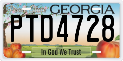 GA license plate PTD4728