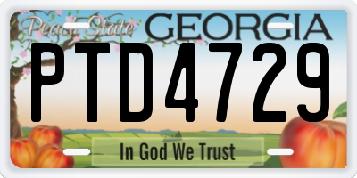GA license plate PTD4729