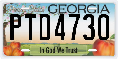 GA license plate PTD4730