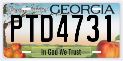 GA license plate PTD4731