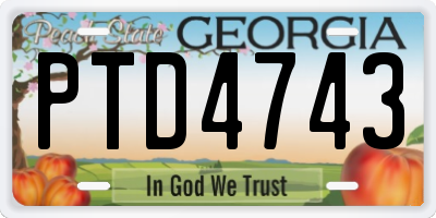 GA license plate PTD4743