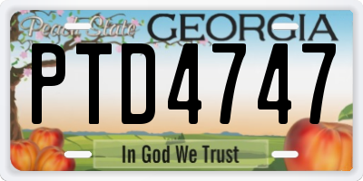 GA license plate PTD4747