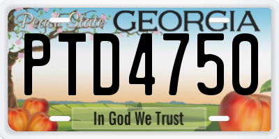GA license plate PTD4750