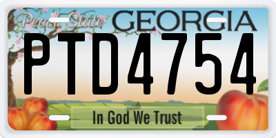 GA license plate PTD4754