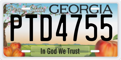 GA license plate PTD4755