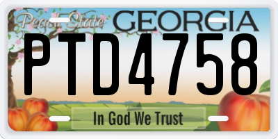 GA license plate PTD4758