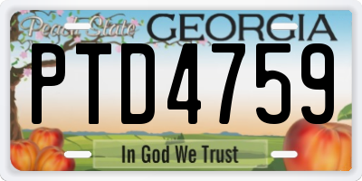 GA license plate PTD4759