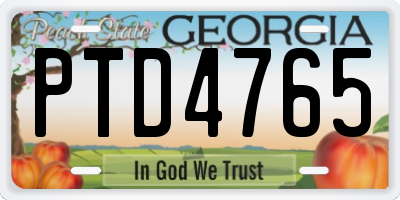 GA license plate PTD4765