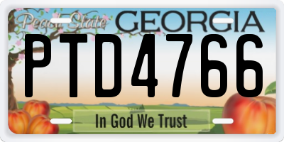 GA license plate PTD4766