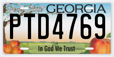 GA license plate PTD4769