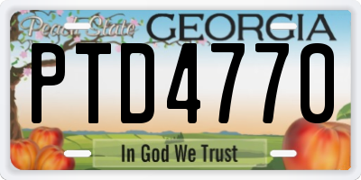 GA license plate PTD4770