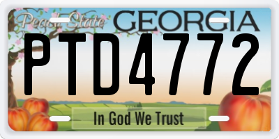 GA license plate PTD4772
