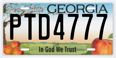 GA license plate PTD4777