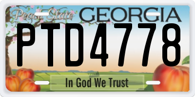 GA license plate PTD4778