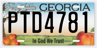 GA license plate PTD4781