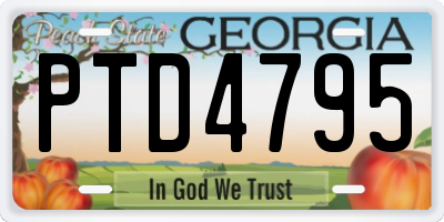 GA license plate PTD4795