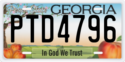 GA license plate PTD4796