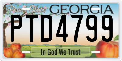 GA license plate PTD4799