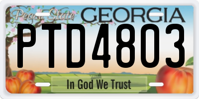 GA license plate PTD4803
