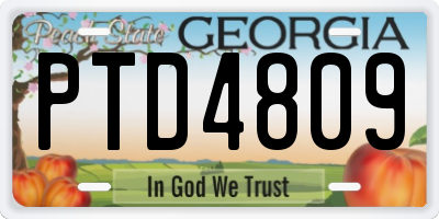GA license plate PTD4809