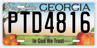 GA license plate PTD4816